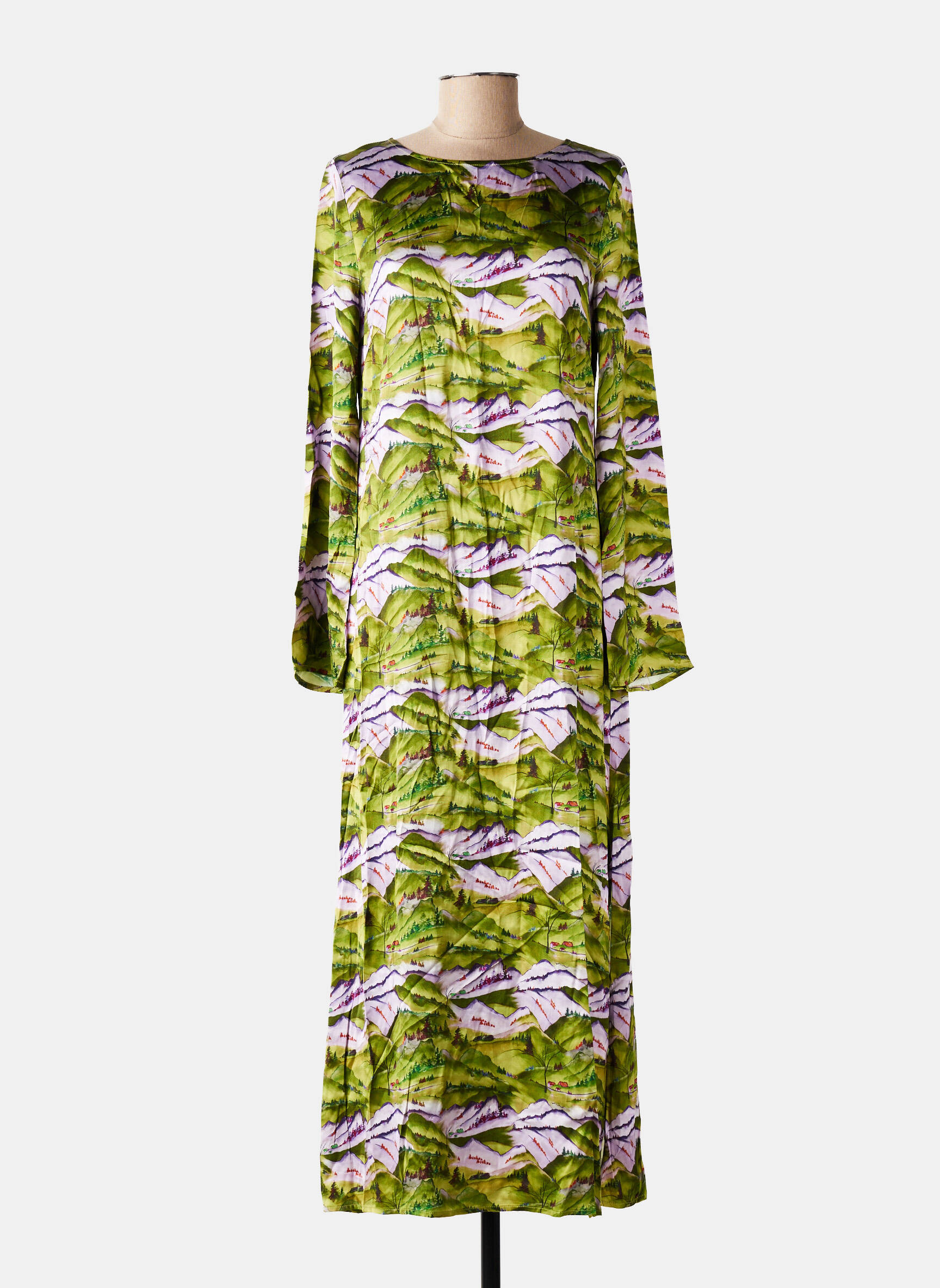 Rochie lungă mâneci lungi mâneci lungi verde FRNCH femeie