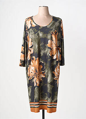 Rochie midi imprimeu floral mâneci 3/4 verde YOEK femeie