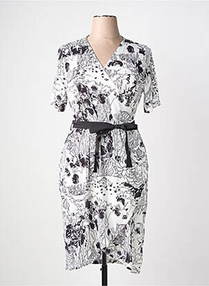 Rochie midi imprimeu fantezie mâneci scurte negru MALOKA femeie