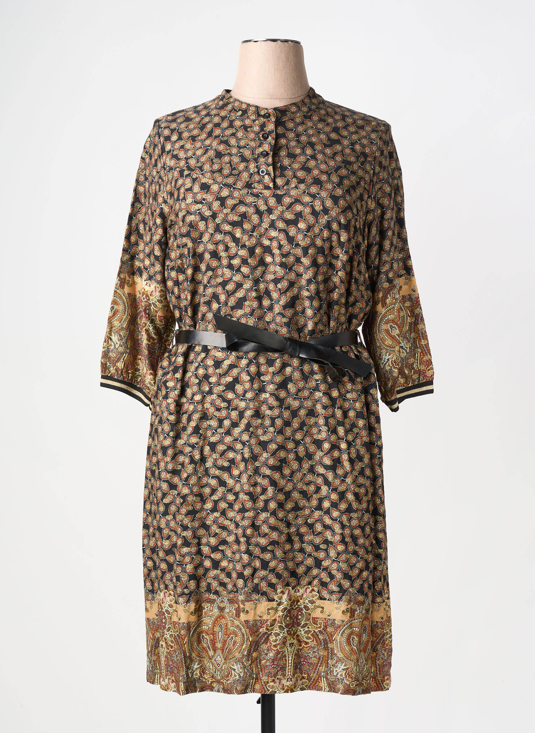Rochie midi mâneci 3/4 mâneci 3/4 maro FRED SABATIER femeie