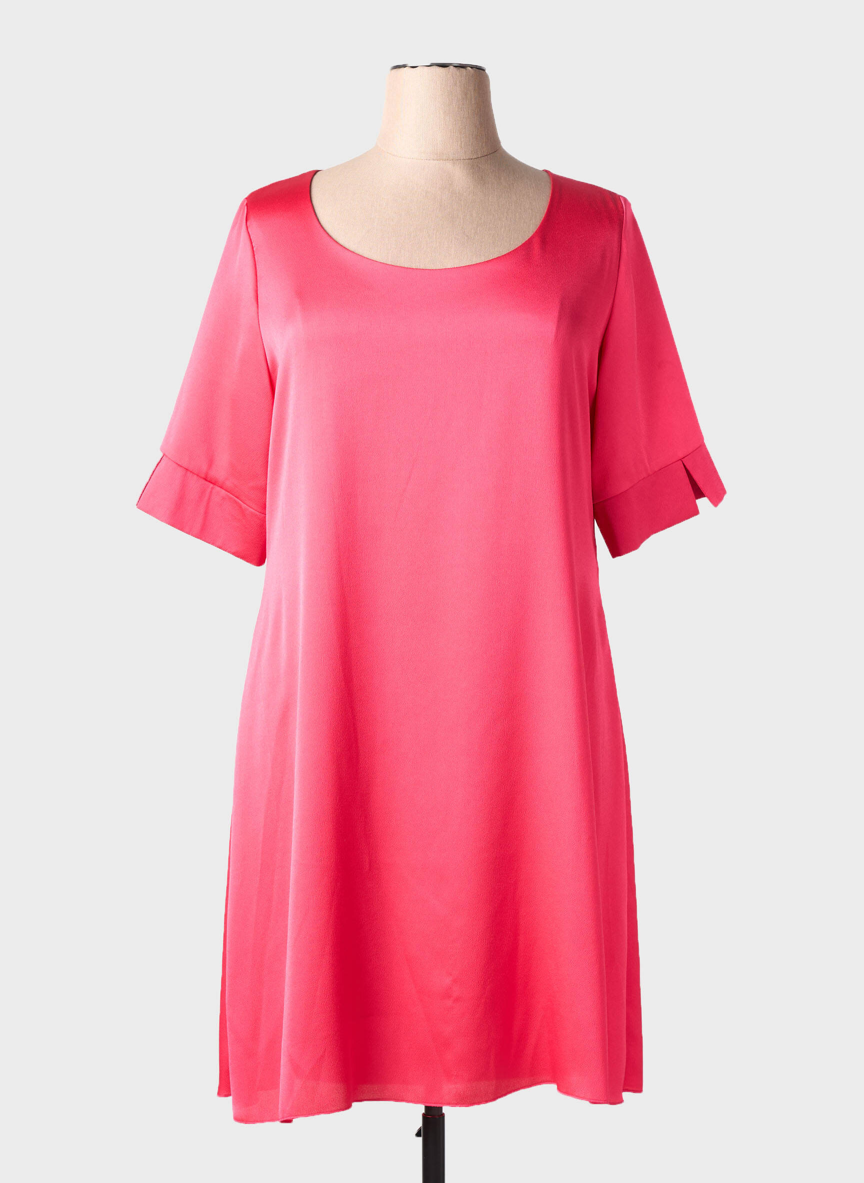 Rochie midi croială fluidă mâneci scurte roz SPG WOMAN femeie