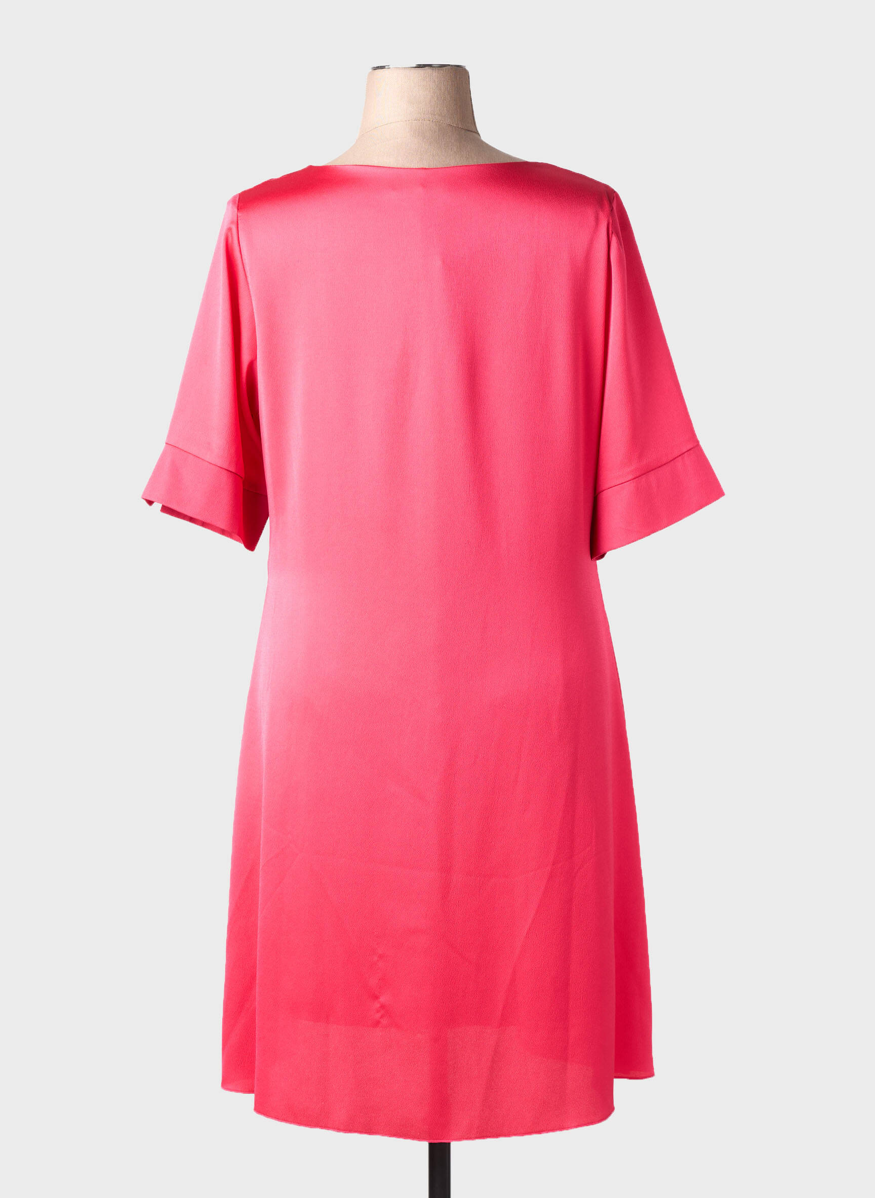 Rochie midi croială fluidă mâneci scurte roz SPG WOMAN femeie