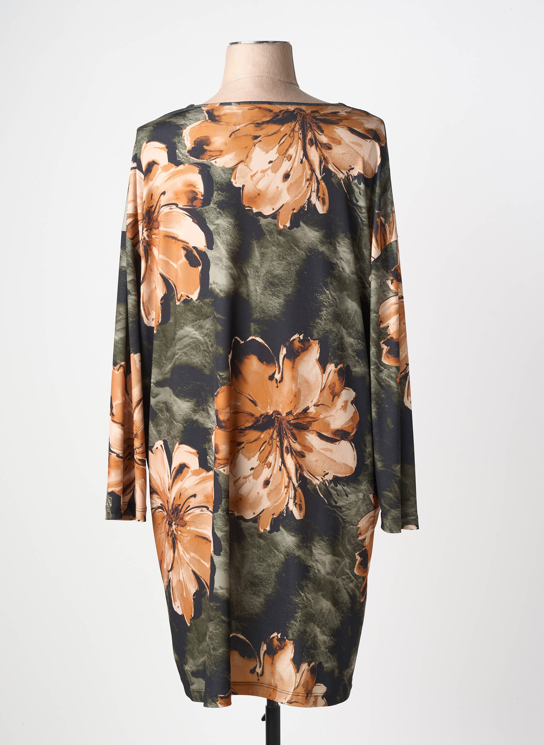 Rochie midi imprimeu floral mâneci lungi verde YOEK femeie