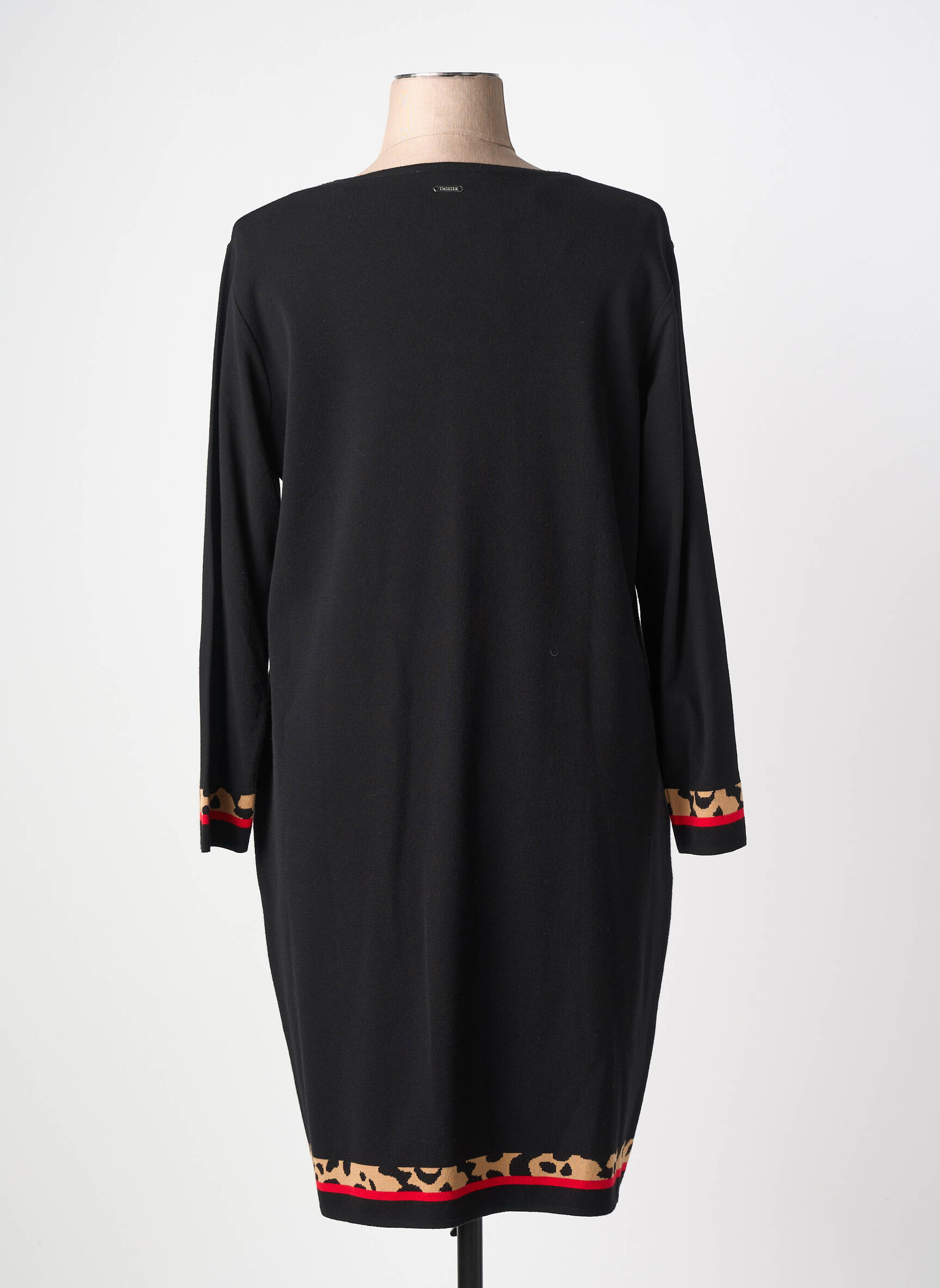 Rochie pulover guler în v mâneci lungi negru TWISTER femeie