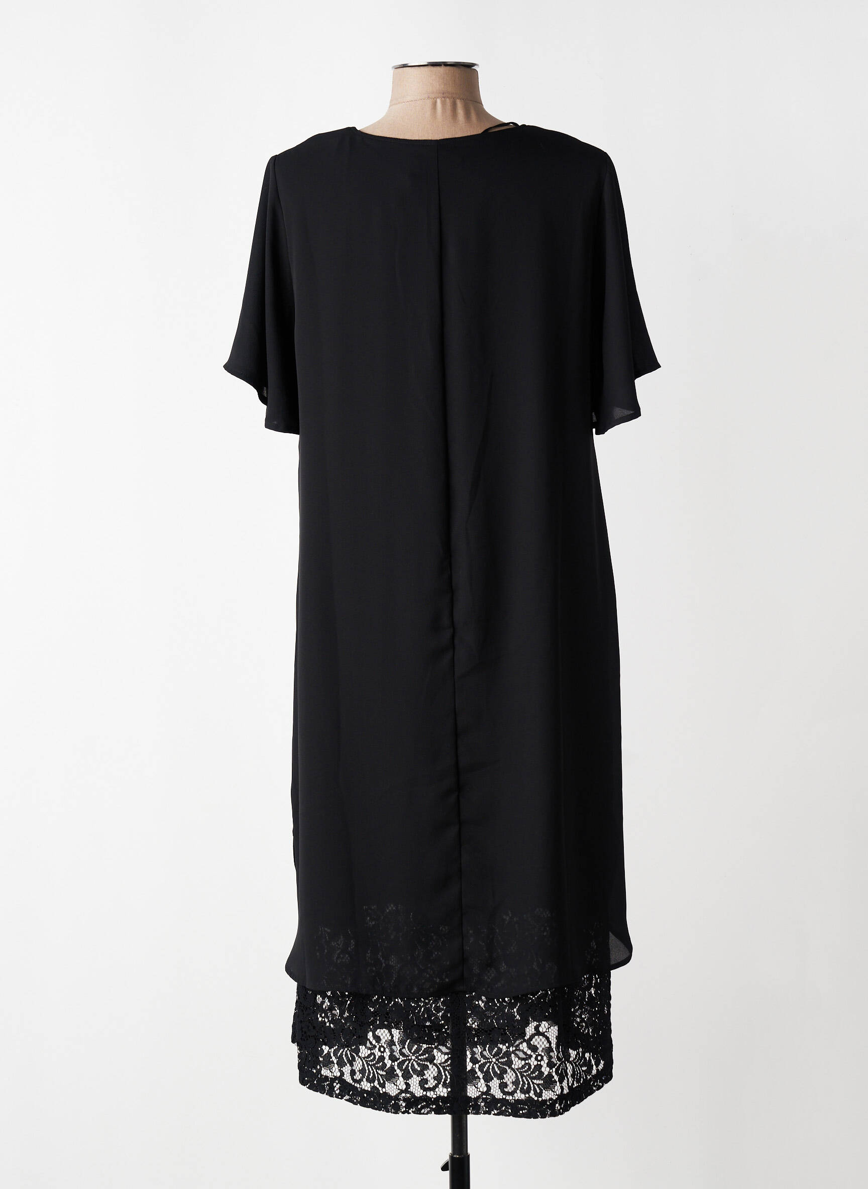 Rochie midi croială fluidă mâneci scurte negru CISO femeie