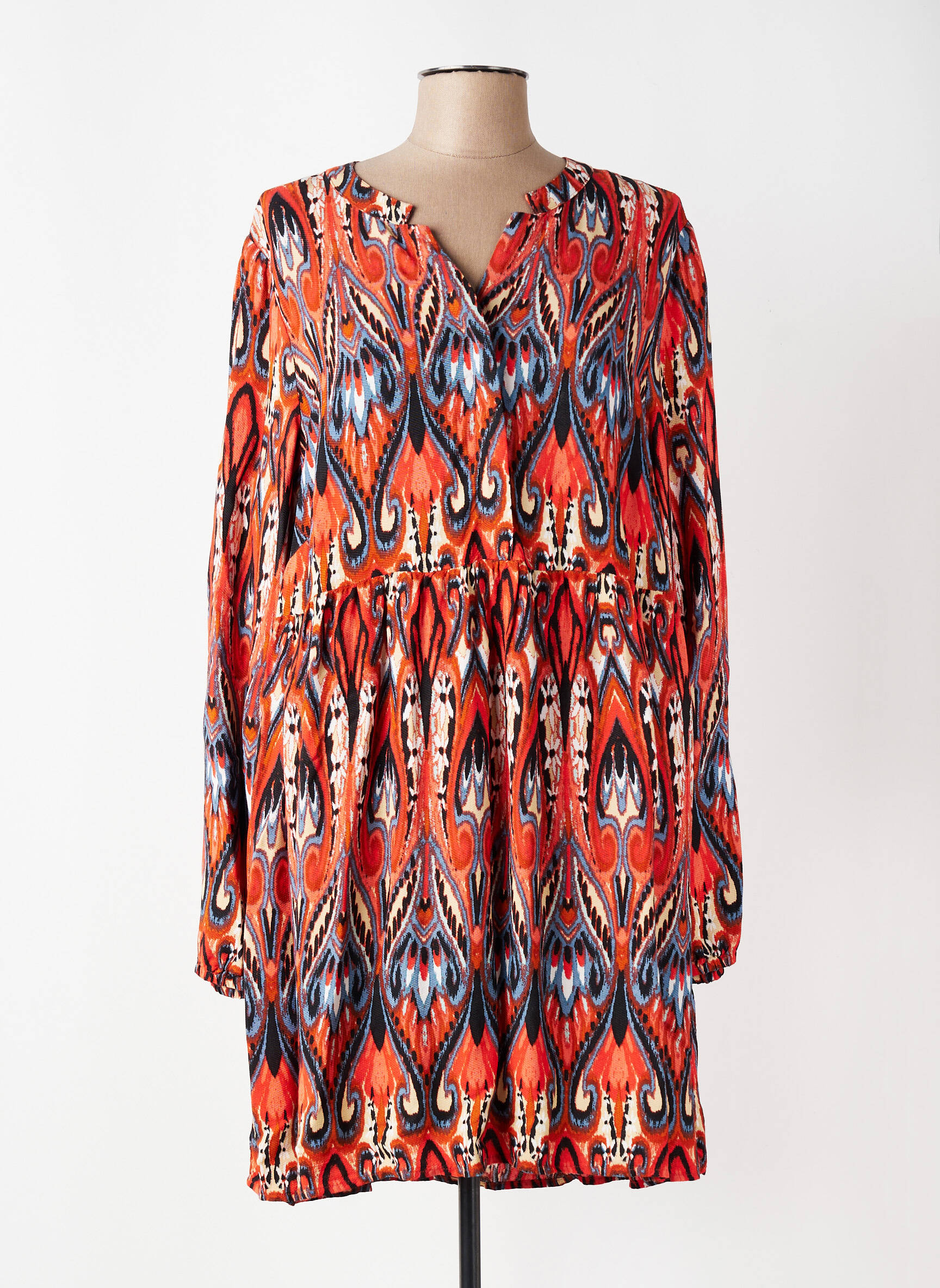 Rochie midi croială fluidă mâneci lungi portocalie CISO femeie