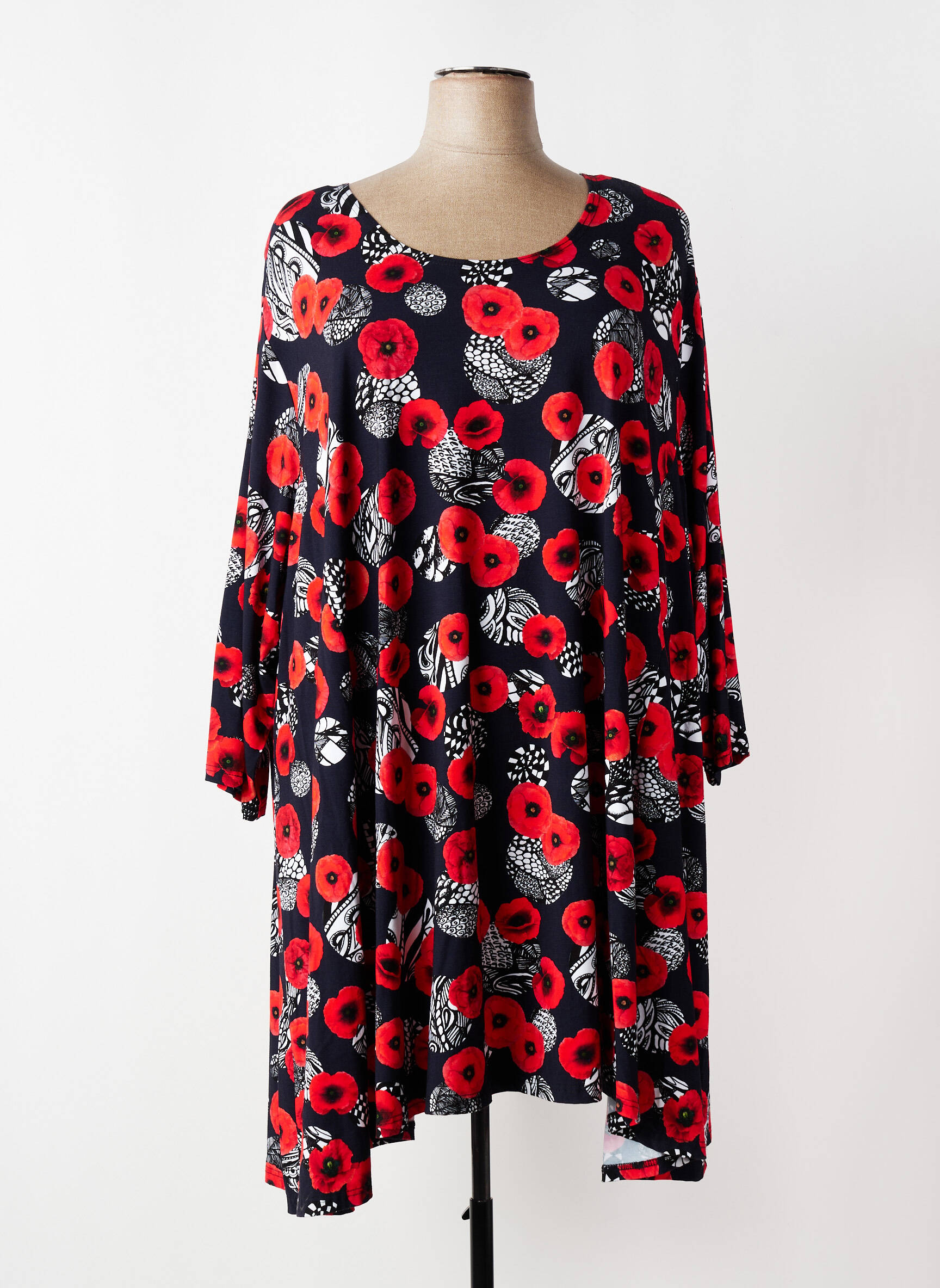 Rochie midi imprimeu floral mâneci 3/4 roșu OLIVER JUNG femeie