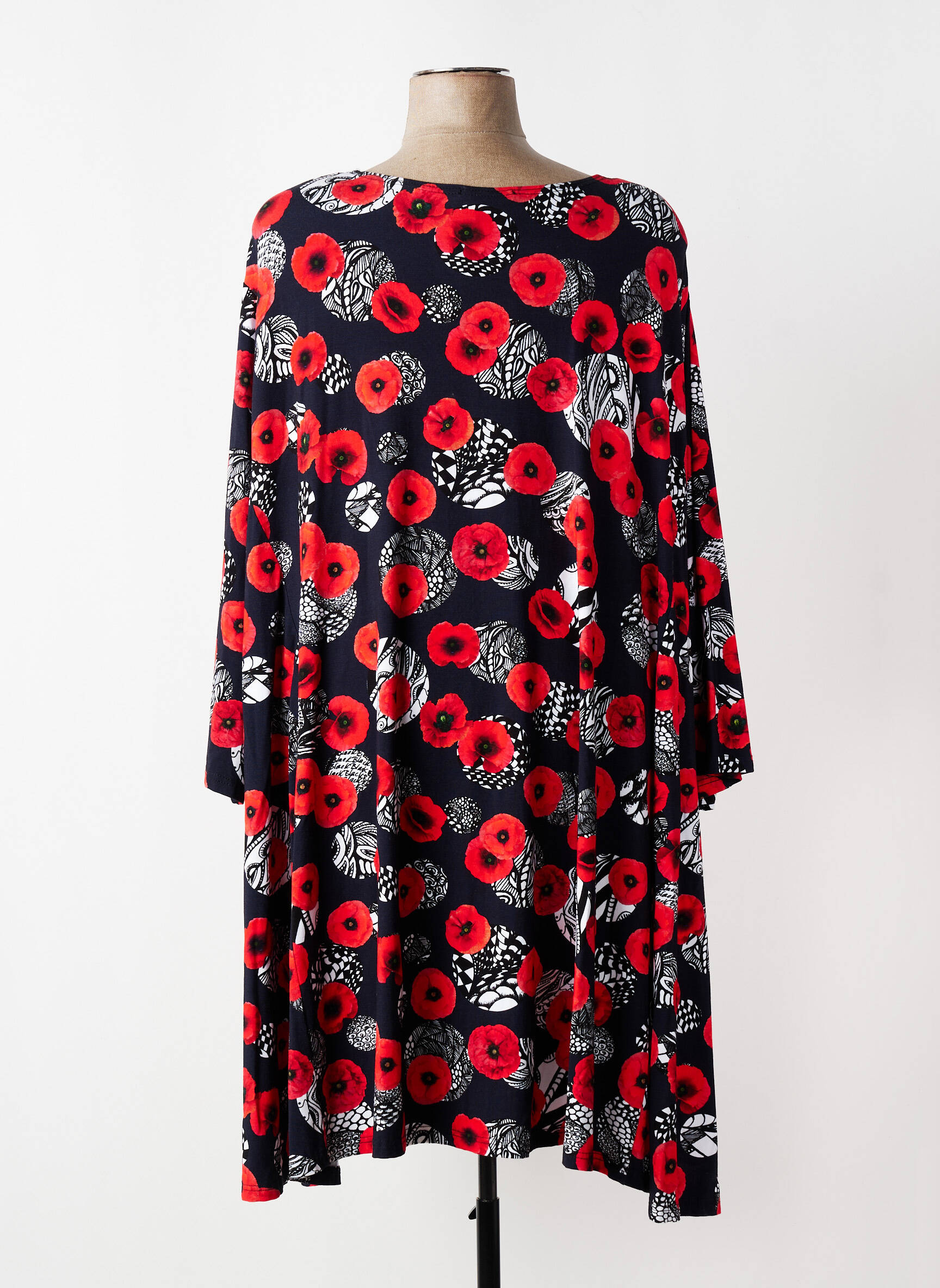 Rochie midi imprimeu floral mâneci 3/4 roșu OLIVER JUNG femeie