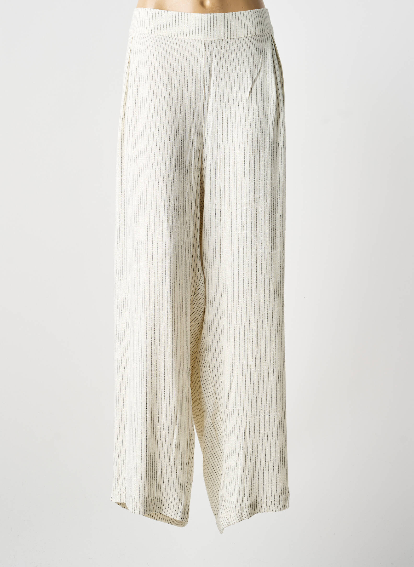 Pantalon drept talie elastică mărime normală bej WASABI femeie