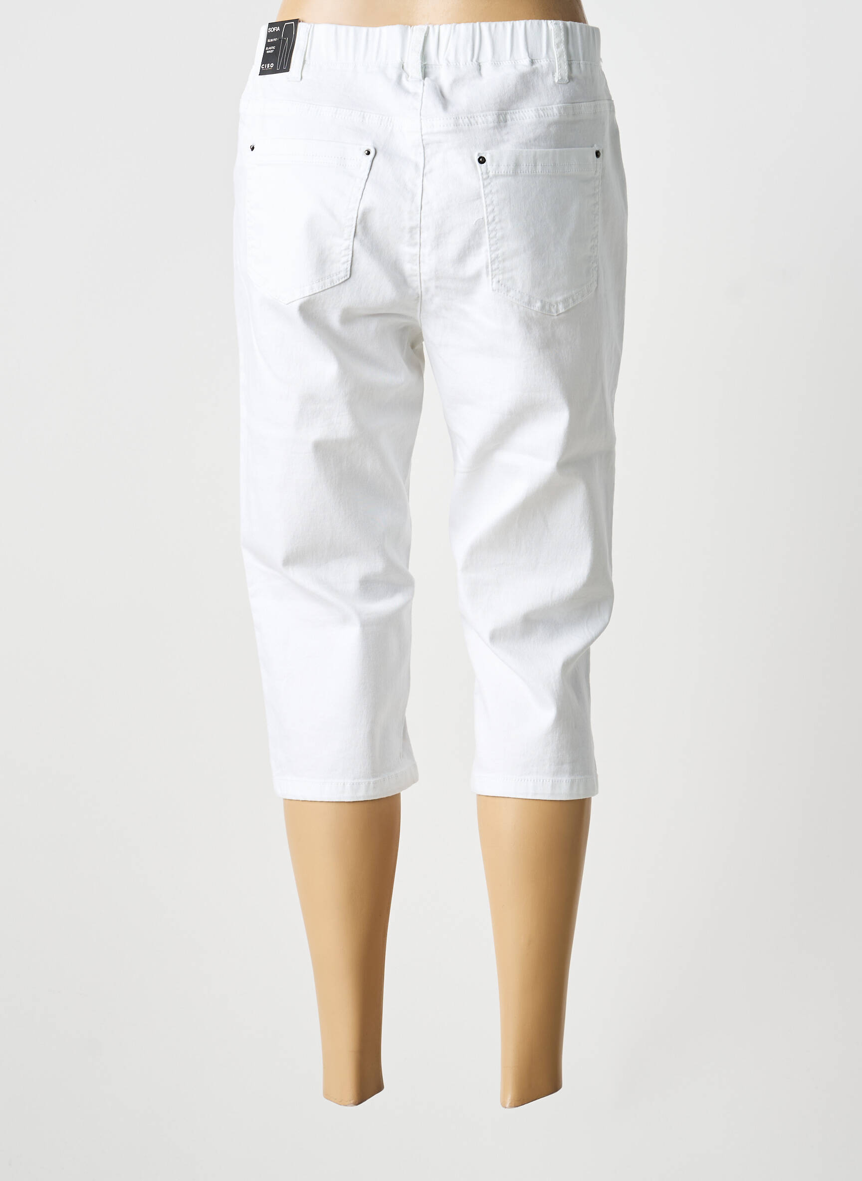 Pantalon trei sferturi elasticitate alb CISO femeie