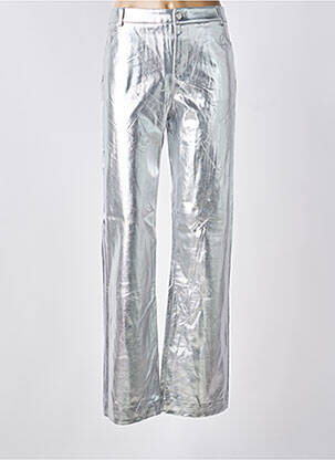 Pantalon drept argintiu MANGO femeie