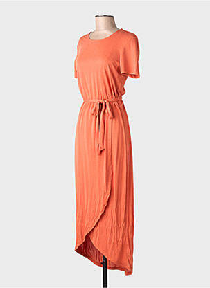Rochie midi mâneci scurte mâneci scurte portocalie OBJECT femeie