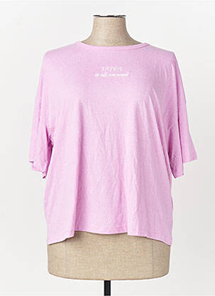 Tricou guler rotund mâneci scurte roz JACQUELINE DE YONG femme