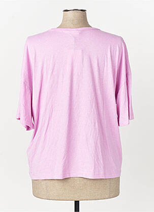 Tricou guler rotund mâneci scurte roz JACQUELINE DE YONG femeie