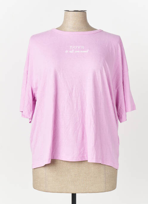 Tricou guler rotund mâneci scurte roz JACQUELINE DE YONG femme