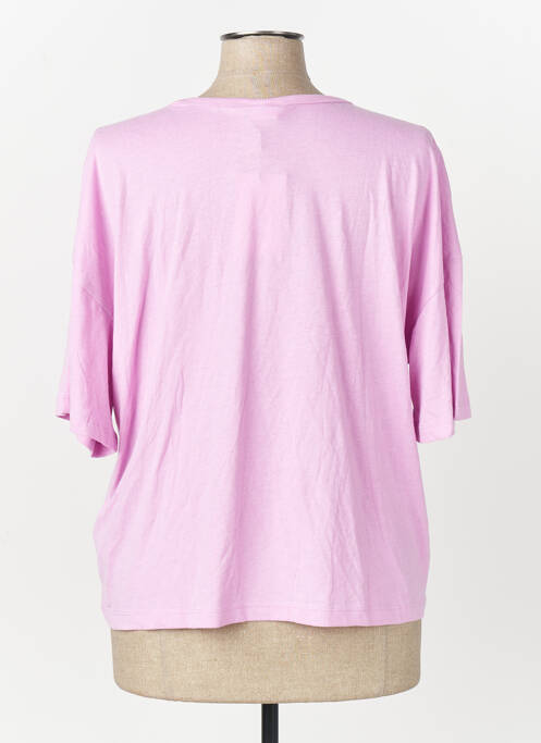 Tricou guler rotund mâneci scurte roz JACQUELINE DE YONG femme