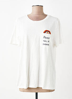Tricou guler rotund mâneci scurte alb VERO MODA femeie