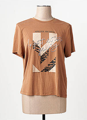 Tricou guler rotund mâneci scurte maro ONLY femeie