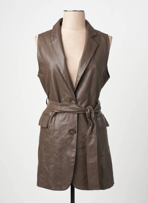 Geacă din piele maro NÜ femme