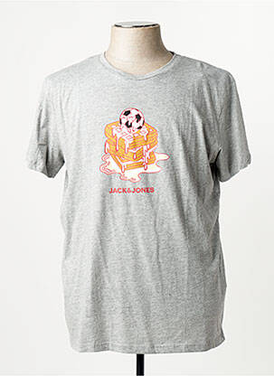 Tricou croială dreaptă gri JACK & JONES bărbat