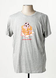 Tricou croială dreaptă gri JACK & JONES bărbat