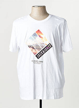 Tricou croială dreaptă alb JACK & JONES homme