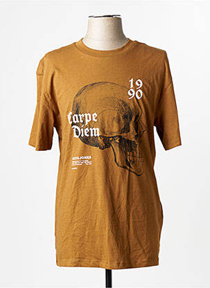 Tricou guler rotund mâneci scurte maro JACK & JONES bărbat
