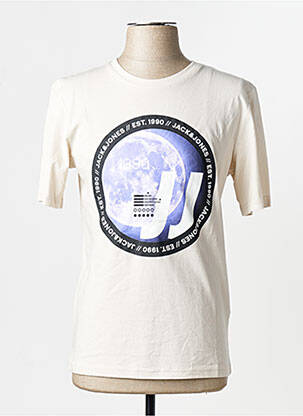 Tricou croială dreaptă mâneci scurte bej JACK & JONES bărbat