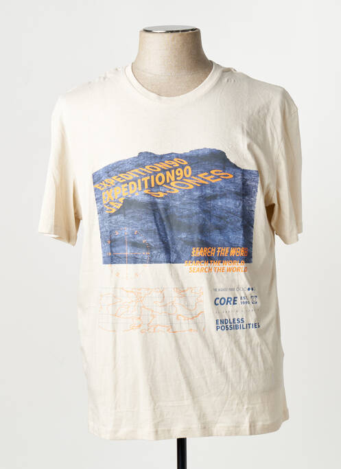 Tricou guler rotund mâneci scurte bej JACK & JONES homme