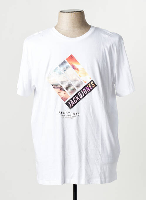 Tricou croială dreaptă alb JACK & JONES homme