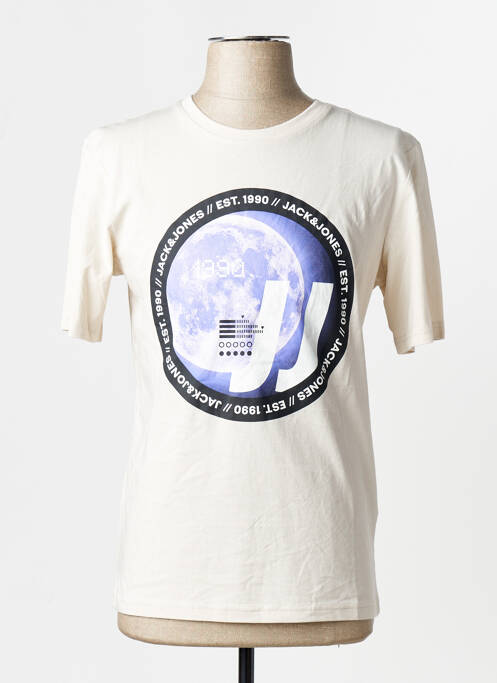 Tricou croială dreaptă mâneci scurte bej JACK & JONES homme