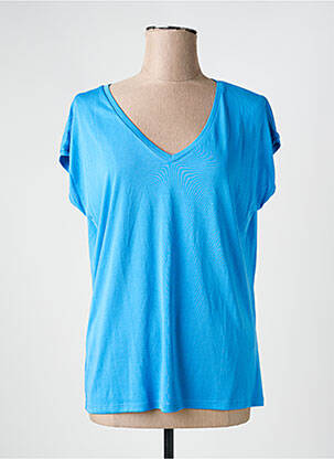Tricou guler în v albastru PIECES femeie