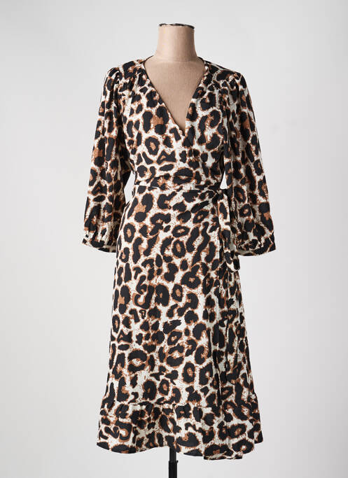 Rochie lungă guler în v mâneci 3/4 maro CARMAKOMA femme