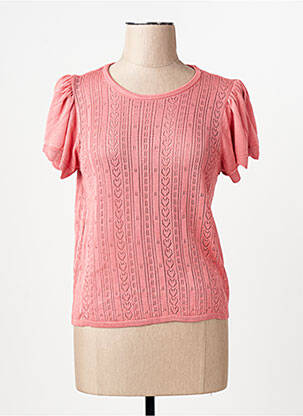 Tricou guler rotund roz JACQUELINE DE YONG femme