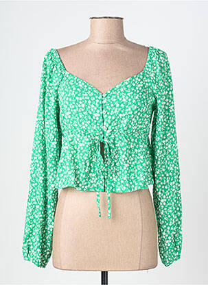 Top guler în v mâneci lungi verde ONLY femeie