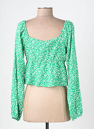 Top guler în v mâneci lungi verde ONLY femeie