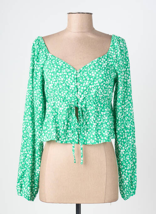 Top guler în v mâneci lungi verde ONLY femme