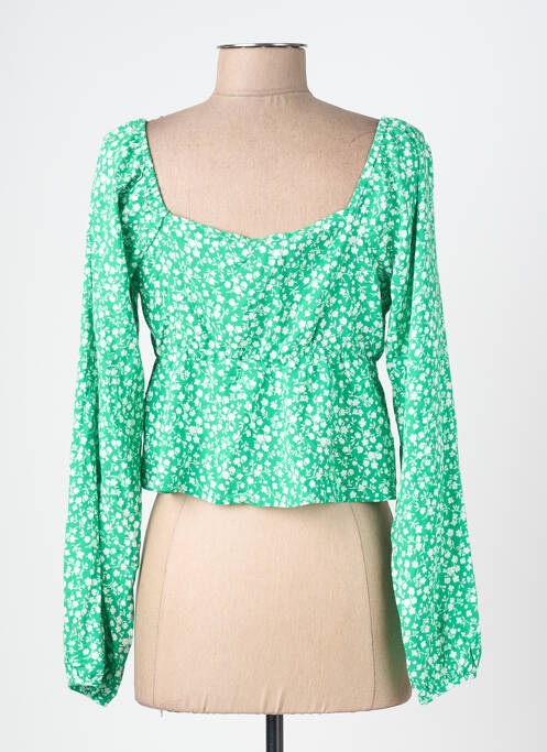 Top guler în v mâneci lungi verde ONLY femme