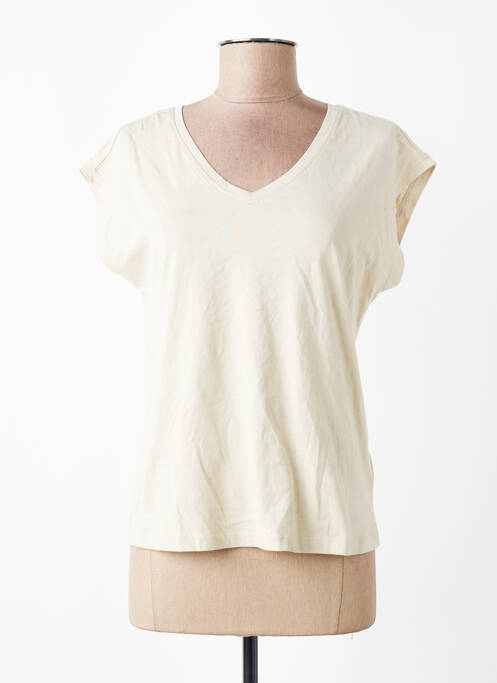 Tricou guler în v bej ONLY femme