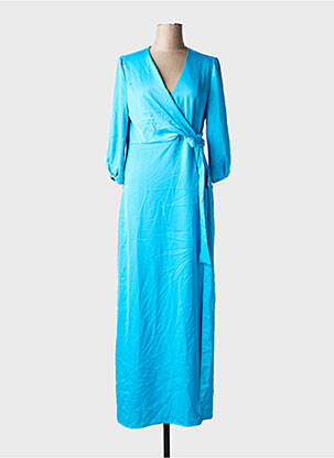 Rochie lungă guler în v mâneci 3/4 albastru ONLY femeie