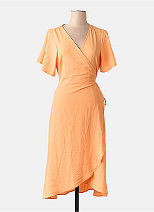 Rochie midi mâneci scurte mâneci scurte portocalie VERO MODA femeie