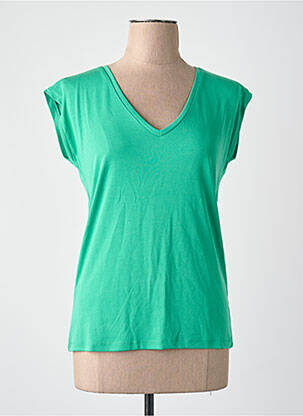 Tricou guler în v mâneci scurte verde PIECES femeie
