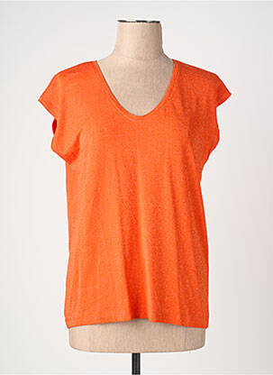 Tricou guler rotund portocalie PIECES femeie