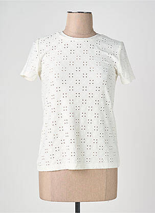 Tricou guler rotund mâneci scurte alb JACQUELINE DE YONG femme