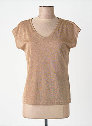 Tricou guler rotund auriu ONLY femeie