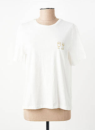 Tricou guler rotund mâneci scurte alb VILA femeie