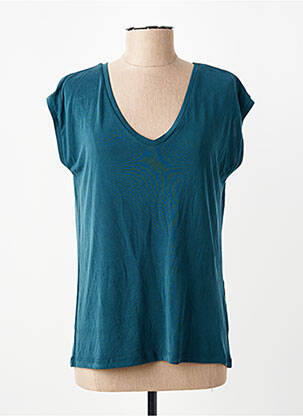 Tricou guler în v mâneci scurte verde PIECES femeie