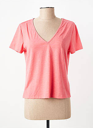 Tricou croială dreaptă mâneci scurte roz JACQUELINE DE YONG femeie