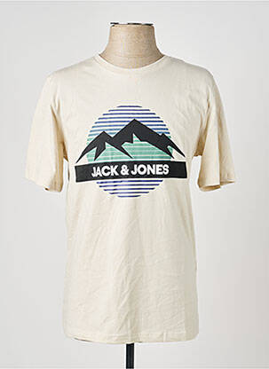Tricou croială dreaptă mâneci scurte bej JACK & JONES bărbat
