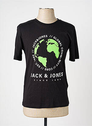 Tricou guler rotund negru JACK & JONES bărbat